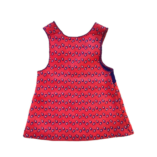 1970s  Red Knitted Dress / 9-12 Months