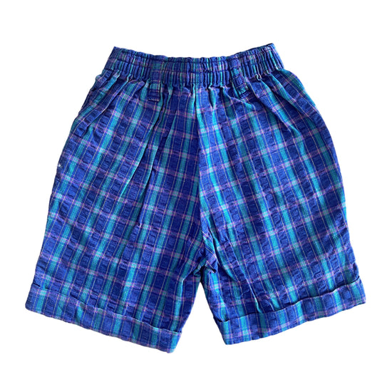 Vintage 1970s Navy Tartan Toddler Shorts 12-18 Months