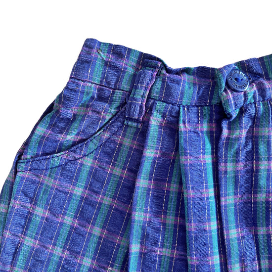 Vintage 1970s Navy Tartan Toddler Shorts 12-18 Months